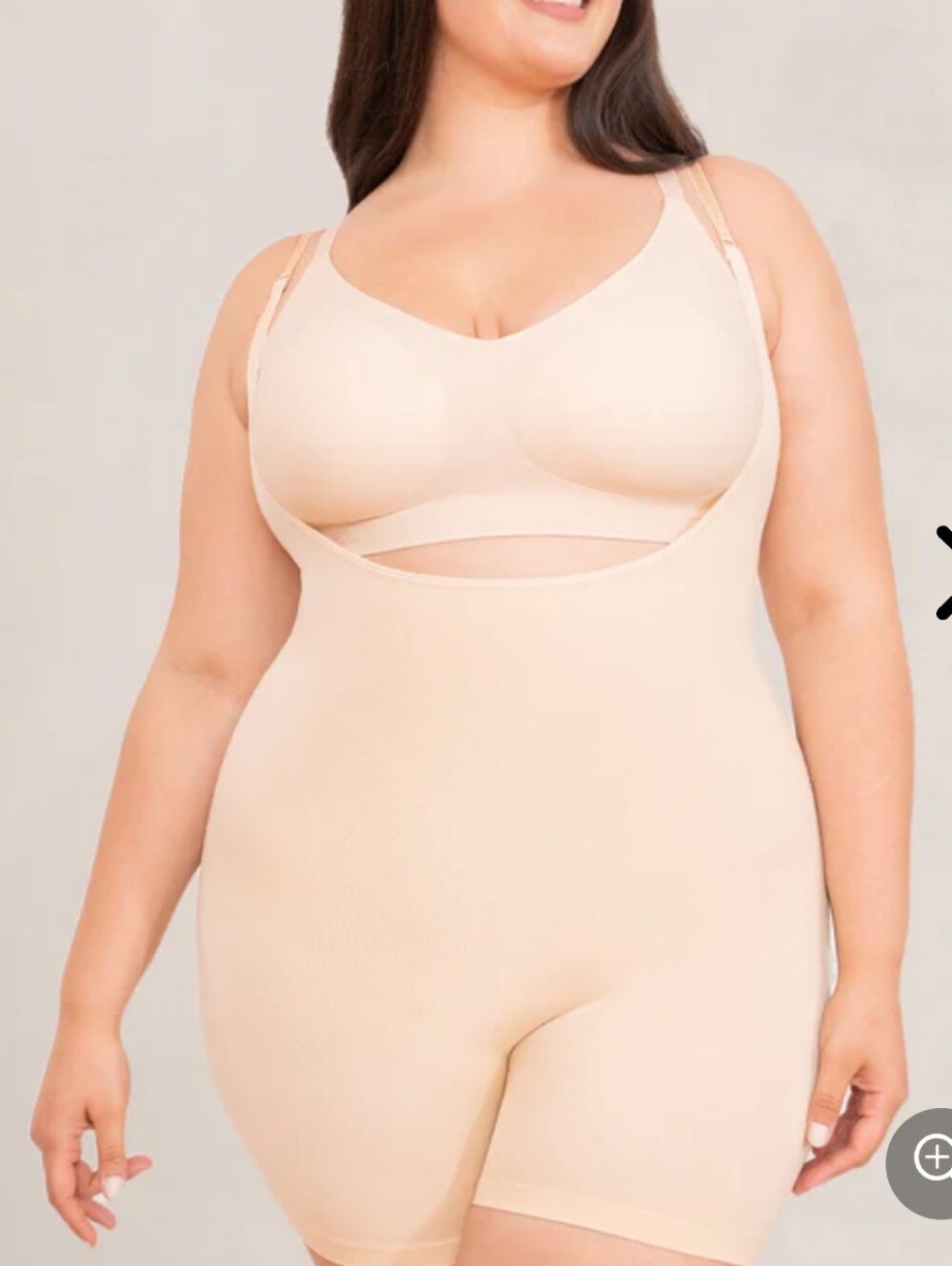 NWT‎ Shapermint Essentials Open Bust Bodysuit Shaper Short In Chai B7